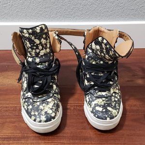 Givenchy Men's Black Tyson Floral Leather High Top